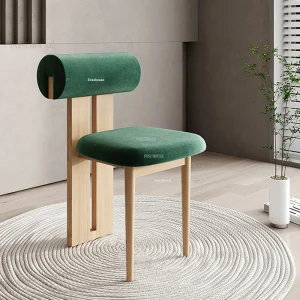 Ghế ăn Phong cách châu Âu Thịt Cừu Nhung Ghế Ăn Phòng Ngủ Tủ Áo Ghế Thiết Kế Sáng Tạo Tựa Lưng Gỗ Chắc Chắn Ghế Ăn Nội Thất Phòng Ăn - Hình 2
