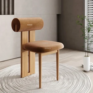 Ghế ăn Phong cách châu Âu Thịt Cừu Nhung Ghế Ăn Phòng Ngủ Tủ Áo Ghế Thiết Kế Sáng Tạo Tựa Lưng Gỗ Chắc Chắn Ghế Ăn Nội Thất Phòng Ăn