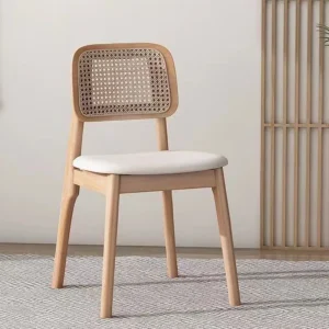 Ghế ăn Phong cách Nhật Bản, tựa lưng cổ điển, gỗ nguyên khối, bàn ăn mây, Kaman giản dị, Ghế Chandigarh, quán trà sữa - Hình 3