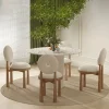 Ghế ăn phong cách Wabi Sabi kỳ lạ với nền đá màu kem và bàn đá tự nhiên