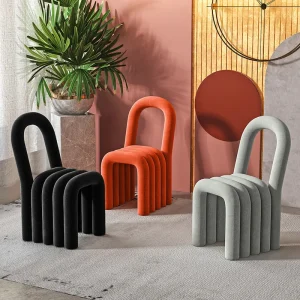 Ghế ăn Sáng Tạo Phong cách châu Âu Rainbow Ghế Ăn Cho Phòng Ngủ Phòng Khách Trang Điểm Đầm Phân Hình Dạng Đặc Biệt Lambswool Trang Trí Nhà Ghế - Hình 2