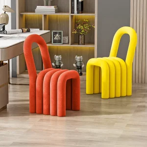 Ghế ăn Sáng Tạo Phong cách châu Âu Rainbow Ghế Ăn Cho Phòng Ngủ Phòng Khách Trang Điểm Đầm Phân Hình Dạng Đặc Biệt Lambswool Trang Trí Nhà Ghế - Hình 3