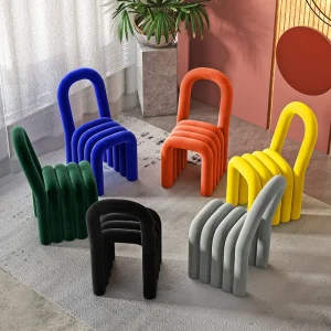 Ghế ăn Sáng Tạo Phong cách châu Âu Rainbow Ghế Ăn Cho Phòng Ngủ Phòng Khách Trang Điểm Đầm Phân Hình Dạng Đặc Biệt Lambswool Trang Trí Nhà Ghế