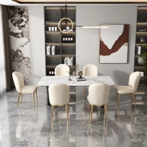Ghế ăn Vàng Trắng Thiết Kế Phòng Khách Ghế Ăn Móng Tay Đảng Bàn Phong cách châu Âu Ghế Phòng Ăn Cắm Trại Da Stoel Sân Thượng Đồ Nội Thất - Hình 2