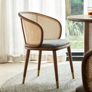 Ghế ăn Vintage Rotin Ghế Ăn Mây Gỗ Khách sạn Phong cách châu Âu Thỉnh thoảng Thiết kế Ghế Hiện đại Thư giãn Chaises Salle Manger Nội Thất Nhà Bếp - Hình 3