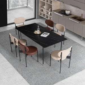 Ghế ăn xếp chồng màu xanh lá cây Chân kim loại màu đen Căn hộ Ghế ăn Italy Thời trang Dinette Phòng ngủ Cadeira Nội thất gia đình - Hình 3