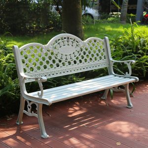 Ghế băng công viên ngoài trời có tựa lưng tay vịn Ghế công viên hợp kim nhôm đúc cộng đồng vuông Ghế sân vườn ngoài trời - Hình 2