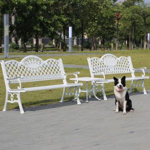 Ghế băng công viên ngoài trời có tựa lưng tay vịn Ghế công viên hợp kim nhôm đúc cộng đồng vuông Ghế sân vườn ngoài trời - Hình 3