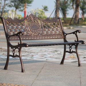 Ghế băng công viên ngoài trời có tựa lưng tay vịn Ghế công viên hợp kim nhôm đúc cộng đồng vuông Ghế sân vườn ngoài trời - Hình 4