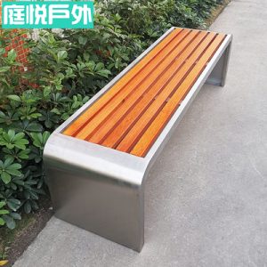 Ghế băng dài ngoài trời sáng tạo bằng thép không gỉ Ghế công viên băng ngoài trời chống ăn mòn Ghế băng gỗ rắn sân trong chỗ nghỉ ngơi công cộng