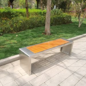 Ghế băng dự bị ngoài trời nhựa chống ăn mòn Ghế băng gỗ kim loại Ghế băng dự bị cộng đồng sân vườn phân giải trí thép không gỉ Ghế công viên - Hình 2