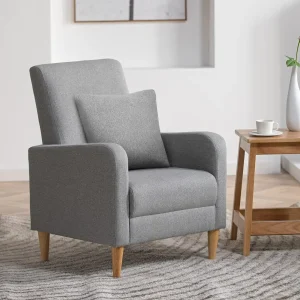 Ghế bọc đệm hiện đại Ghế bành có gối đọc sách vải Phòng khách Ghế sofa đơn có ghế dài - Hình 4