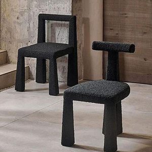 Ghế Bọc Vải Giả Lông Cừu Kiểu Dáng Wabi Sabi Đa Năng - Hình 5