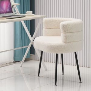 Ghế Cafe Vải Giả Lông Cừu Thiết Kế Thời Thượng