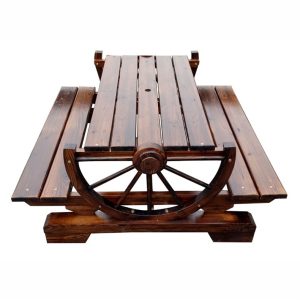 Ghế công viên Bàn Ghế gỗ ngoài trời chắc chắn bàn Ghế ăn sáng tạo sân vườn bàn Ghế bánh xe gỗ chống ăn mòn nhà hàng danh lam thắng cảnh bàn Ghế gỗ carbon hóa - Hình 4