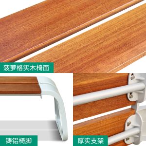 Ghế công viên băng giải trí cộng đồng phố thương mại vuông đôi Ghế băng gỗ đặc chống ăn mòn Ghế ngoài trời - Hình 4