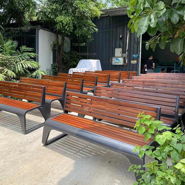 Ghế công viên băng inox cộng đồng phố thương mại Ghế băng đôi vuông chống ăn mòn Ghế ngoài trời bằng gỗ - Hình 4 Ghế công viên băng inox cộng đồng phố thương mại Ghế băng đôi vuông chống ăn mòn Ghế ngoài trời bằng gỗ - Hình 4