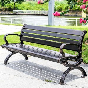 Ghế công viên băng ngoài trời Ghế băng ngoài trời sân vườn Ghế băng nhôm đúc sân vườn cộng đồng Ghế thư giãn Ghế lưng dài - Hình 3
