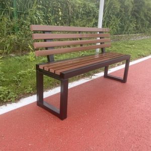Ghế công viên băng ngoài trời gỗ rắn thư giãn có tựa lưng tựa lưng Ghế băng sân trong sắt rèn nhựa giả gỗ Ghế chờ chống thấm