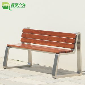 Ghế công viên băng ngoài trời Sân đôi Ghế sau bằng thép không gỉ Châu Âu chống ăn mòn bằng gỗ rắn Ghế băng thư giãn ngoài trời