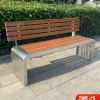 Ghế công viên bằng thép không gỉ băng ghế dự bị ngoài trời tựa lưng ghế hiên ngoài trời giải trí ngoài trời ghế cộng đồng vuông băng ghế gỗ chống ăn mòn