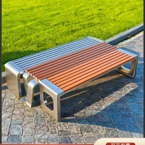 Ghế công viên bằng thép không gỉ Băng ghế ngoài trời Băng ghế ngoài trời chống ăn mòn gỗ cứng nhựa gỗ vuông ghế giải trí cộng đồng