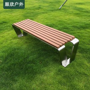 Ghế công viên bằng thép không gỉ bằng gỗ nhựa Ghế ngoài trời. Ghế thư giãn sân công cộng Ghế chống ăn mòn gỗ Ghế màu cà phê sẫm