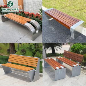 Ghế công viên bằng thép không gỉ Ghế băng ngoài trời chất bảo quản Ghế băng gỗ sân vườn Ghế vuông cộng đồng phần còn lại Ghế băng dự bị