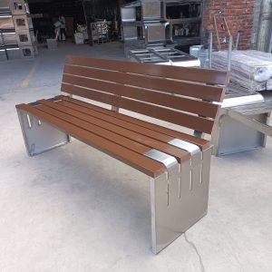 Ghế công viên bằng thép không gỉ mẫu 7 ngoài trời Ghế băng gỗ nhựa chống ăn mòn gỗ Ghế giải trí vuông Ghế nghỉ cộng đồng hộ gia đình - Hình 4