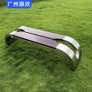 Ghế công viên bằng thép không gỉ sáng tạo bằng gỗ rắn dài dải ngoài trời Ghế băng bằng kim loại trong nhà Ghế băng giải trí trong nhà đã hoàn thành Ghế cảnh quan