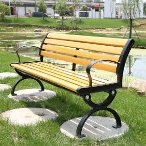 Ghế công viên dài ngoài trời gỗ đặc Ghế sân vườn gỗ nhựa có tựa lưng hoặc không tựa Ghế vuông dài nhôm đúc - Hình 4