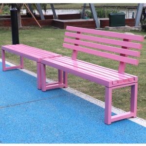 Ghế công viên Đơn giản tựa lưng Ghế băng Ghế công viên băng ngoài trời trung tâm mua sắm Ghế băng nghỉ ngơi Ghế băng tựa gỗ rắn bảo quản Ghế băng gỗ màu hồng