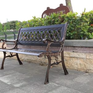 Ghế công viên giải trí ngoài trời vuông công viên danh lam thắng cảnh chống thấm nước Ghế băng sau nhôm đúc Ghế đôi - Hình 2