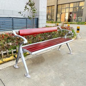 Ghế công viên Gỗ chống ăn mòn sân vườn Ghế dài lưng sắt rèn thép không gỉ hàng Ghế sân vườn ngoài trời giải trí gỗ Ghế công viên - Hình 2