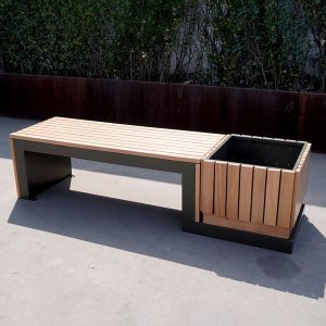 Ghế công viên Hộp hoa ngoài trời Ghế hộp gỗ rắn Ghế băng hộp bằng gỗ h ly màu xanh lá cây trung tâm mua sắm công viên vuông trường hộp hoa - Hình 3