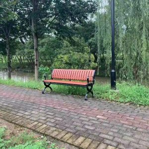 Ghế công viên Jiuyu Park Ghế băng Ngoài Trời Giải Trí Gang Nhôm Vuông Giải Trí Giày Thay Ghế Tựa Lưng Sắt Nhựa Gỗ Nhựa - Hình 4