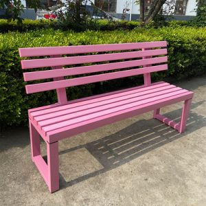 Ghế công viên Net màu đỏ hồng tựa lưng Ghế công viên băng ngoài trời trung tâm mua sắm phần còn lại Ghế gỗ rắn sân trong sắt rèn Ghế băng dài màu trắng