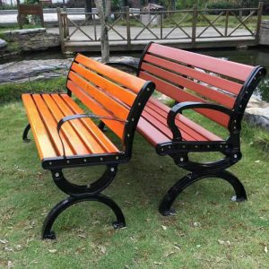 Ghế công viên ngoài trời băng dài sân vườn Ghế thư giãn gỗ nhựa có hoặc không có tựa lưng Ghế nhôm đúc gỗ nguyên khối chống ăn mòn - Hình 2