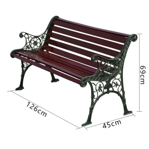 Ghế công viên ngoài trời băng ghế dự bị biệt thự sân vườn ban công sân gang gỗ nguyên khối giải trí tựa lưng đôi bàn ghế kết hợp - Hình 5