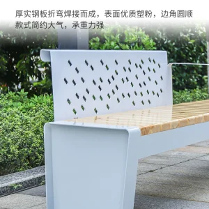 Ghế công viên ngoài trời băng ghế dự bị chống ăn mòn gỗ nhựa trung tâm mua sắm ghế vuông cộng đồng gỗ rắn giải trí băng ghế tựa lưng công cộng - Hình 3