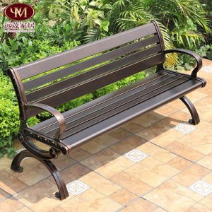 Ghế công viên ngoài trời băng nhôm đúc sân vườn vuông sắt rèn trở lại Ghế dài Ghế băng thư giãn ngoài trời