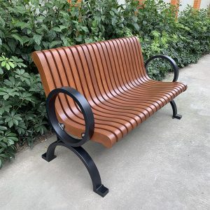 Ghế công viên ngoài trời băng sắt rèn hình dạng đặc biệt phân giải trí vuông chống ăn mòn Ghế gỗ chắc chắn Ghế sân vườn - Hình 2