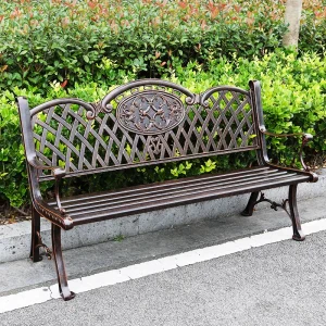 Ghế công viên ngoài trời biệt thự sân nhôm đúc Bàn ghế băng ghế sân vườn lưng vuông ghế sắt băng ghế giải trí