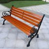 Ghế công viên ngoài trời Châu Âu sân vườn giải trí Ghế vuông lưng gỗ chắc chắn gang đúc nhôm giả gỗ chống ăn mòn