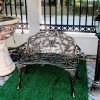Ghế công viên Ngoài Trời Dài Ghế băng Sân Vườn Sân Vườn Giải Trí Sắt Rèn Hoa Lưng Ghế Ngoài Trời Nhôm Đúc