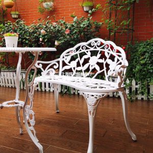 Ghế công viên Ngoài Trời Dài Ghế băng Sân Vườn Sân Vườn Giải Trí Sắt Rèn Hoa Lưng Ghế Ngoài Trời Nhôm Đúc - Hình 3