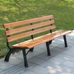 Ghế công viên ngoài trời dài Ghế băng sắt Ghế thư giãn ở sân trong Chống ăn mòn Tựa lưng gỗ rắn Hình vuông Ghế giải trí ngoài trời