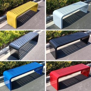 Ghế công viên ngoài trời dài sân vườn Ghế nghỉ ngơi trung tâm mua sắm chống ăn mòn gỗ rắn Ghế băng giải trí vuông ngoài trời - Hình 2