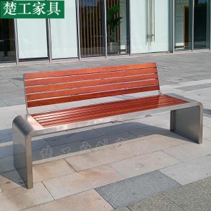 Ghế công viên Ngoài trời Ghế băng inox chống ăn mòn gỗ sắt vuông Ghế cộng đồng vườn công viên phân dài nhựa gỗ Ghế giải trí - Hình 2