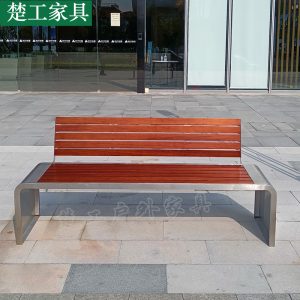 Ghế công viên Ngoài trời Ghế băng inox chống ăn mòn gỗ sắt vuông Ghế cộng đồng vườn công viên phân dài nhựa gỗ Ghế giải trí - Hình 3